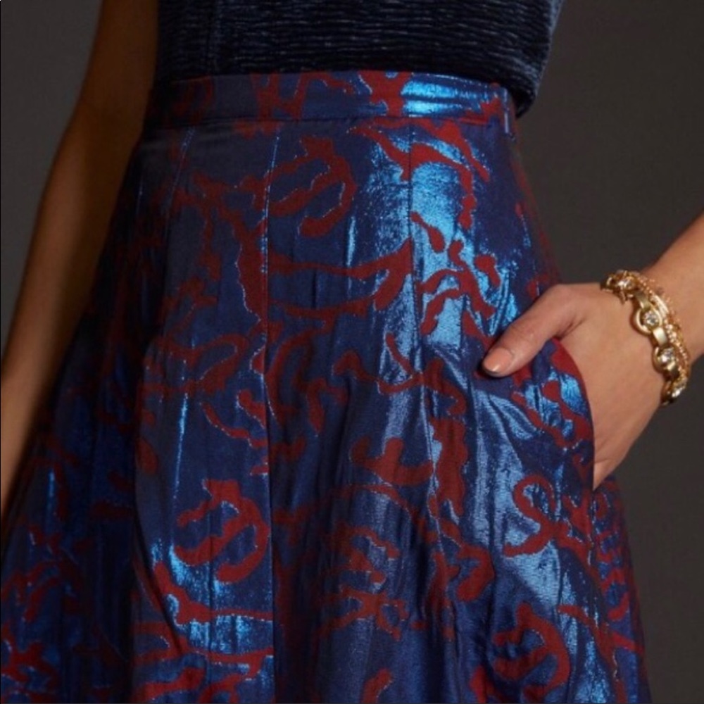 Anthropologie Blue and Red Maxi Skirt - Picture 3 of 15